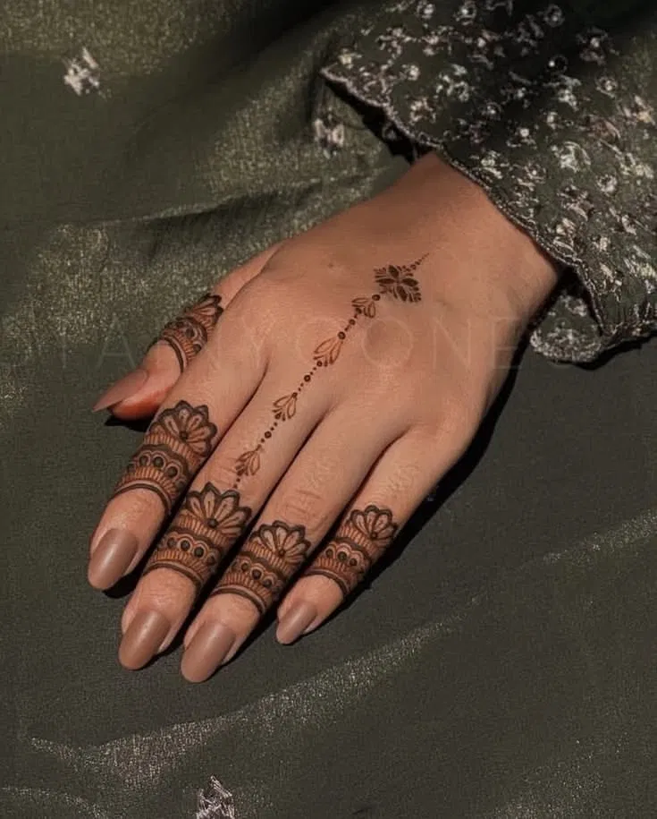 Aesthetic Arabic Back Hand Mehndi Design with Lotus for Eid