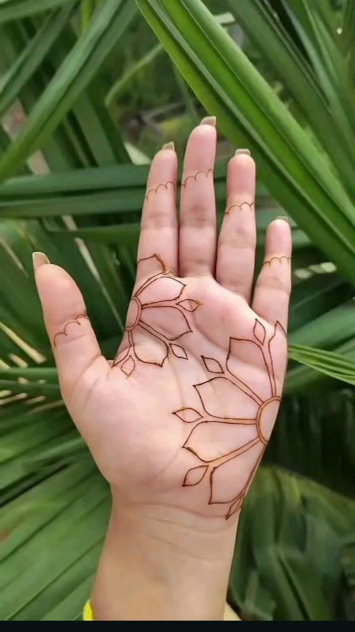 Aesthetic Minimal Front Hand Mehndi Design with Flowers and Lotus for Raksha Bandhan