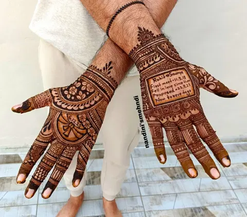 bridal deity back hand mehndi design