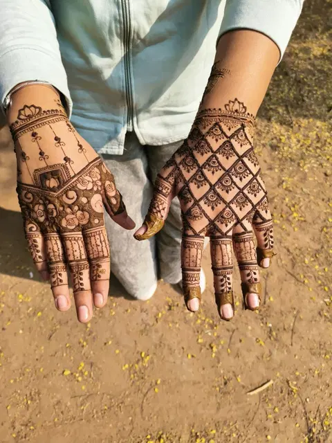 bridal simple deity back hand mehndi design