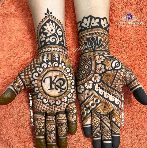 bridal stylish circle back hand mehndi design