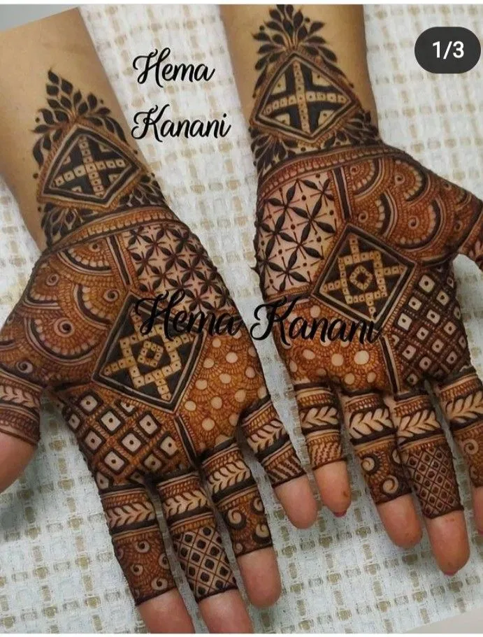 Arabic Bridal Back Hand Mehndi Design with Deity