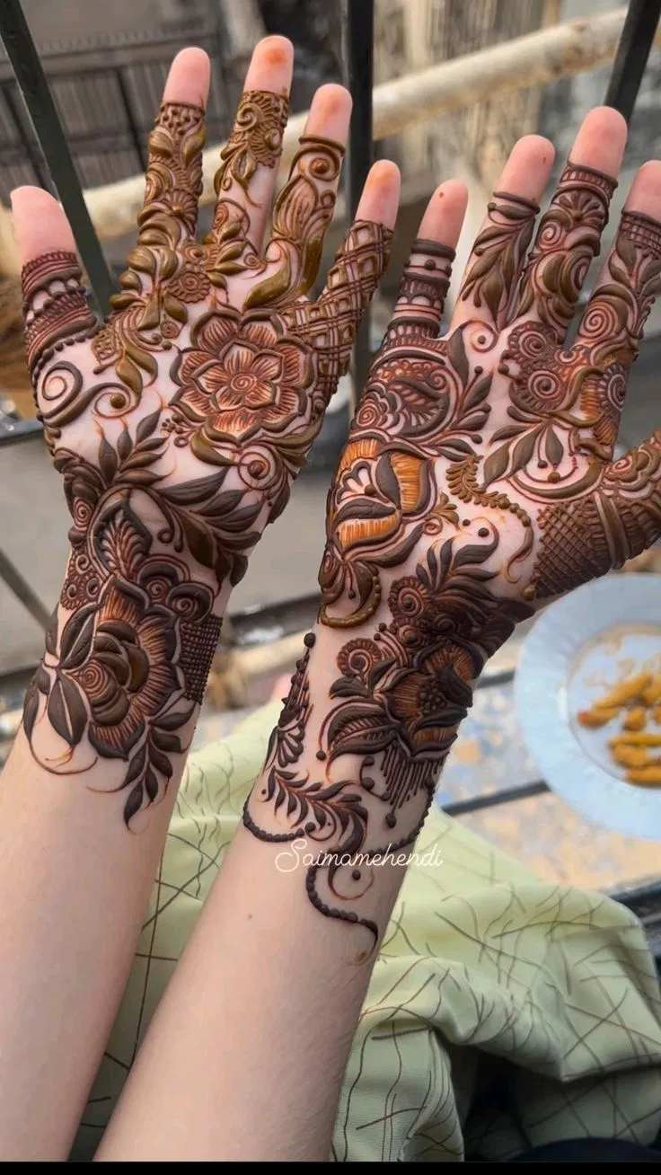 Aesthetic Dubai Full Hand Mehndi Design (2)