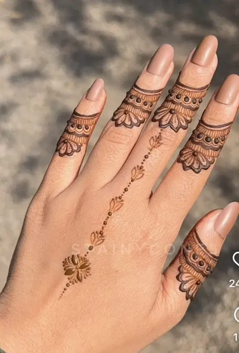 aesthetic minimal back hand mehndi design