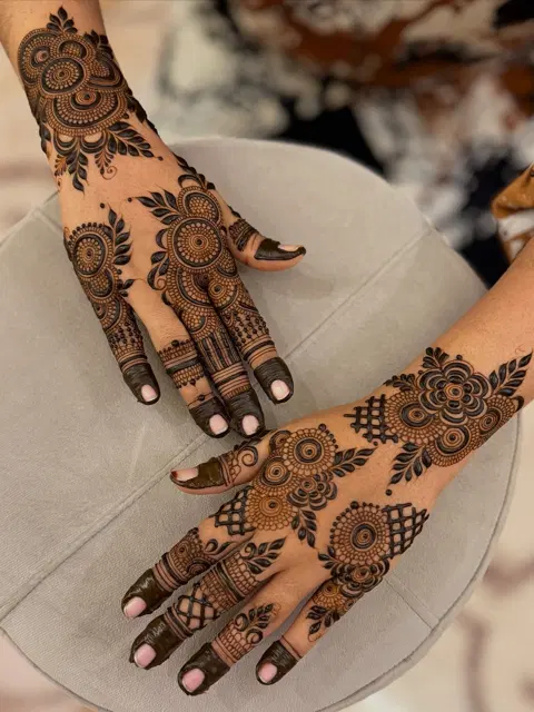 arabic bridal flower back hand mehndi design