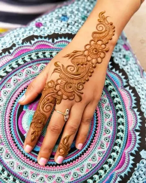 arabic simple bel back hand mehndi design