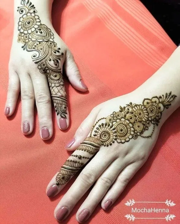 Arabic Simple Back Hand Mehndi Design with Bel (22)
