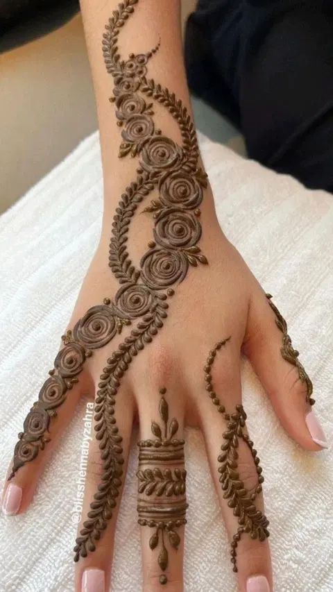 arabic indian bel back hand mehndi design