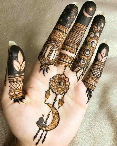 arabic stylish moon front hand mehndi design