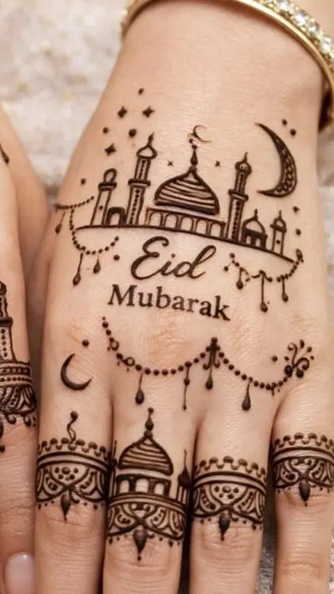 arabic simple moon finger mehndi design