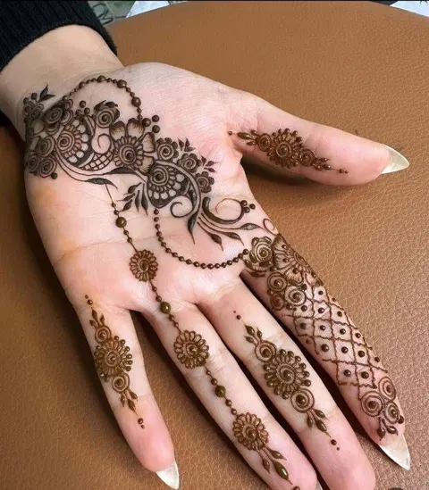 aesthetic arabic finger mehndi design