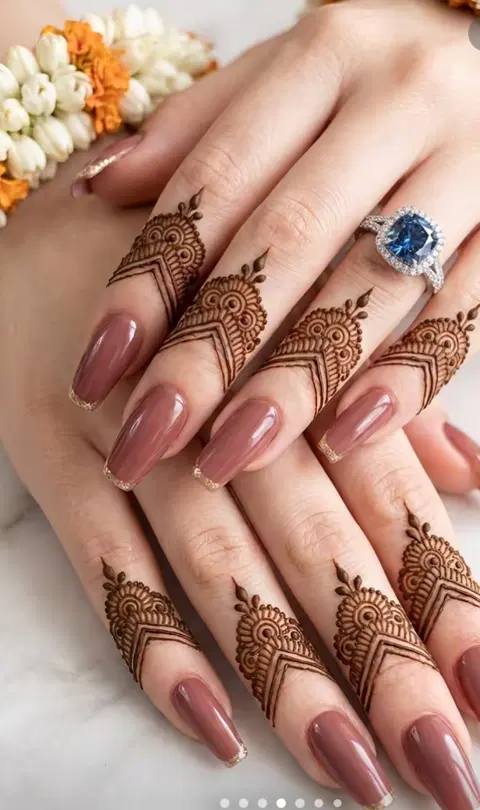 royal simple flower finger mehndi design