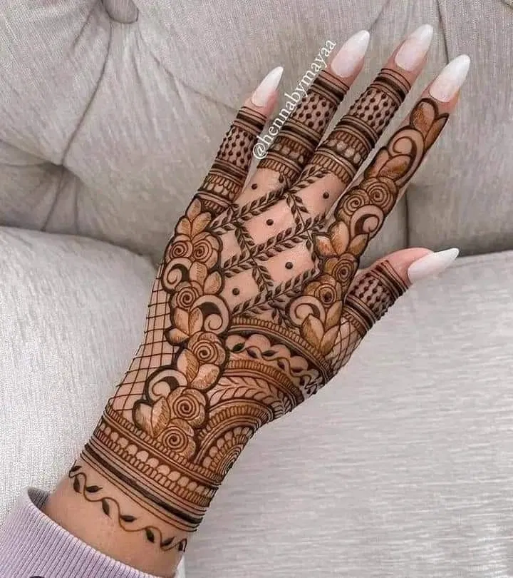 Indian Stylish Back Hand Mehndi Design for Diwali