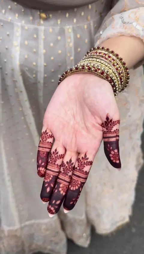 aesthetic indian back hand mehndi design