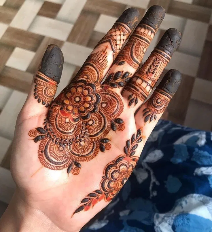 Aesthetic Arabic Back Hand Mehndi Design (57)