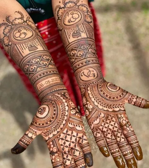 bridal stylish jaal full hand mehndi design