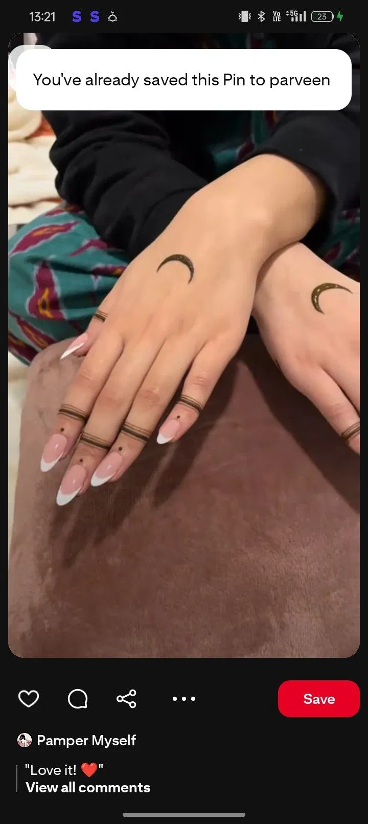 Aesthetic Simple Finger Mehndi Design with Moon (3)