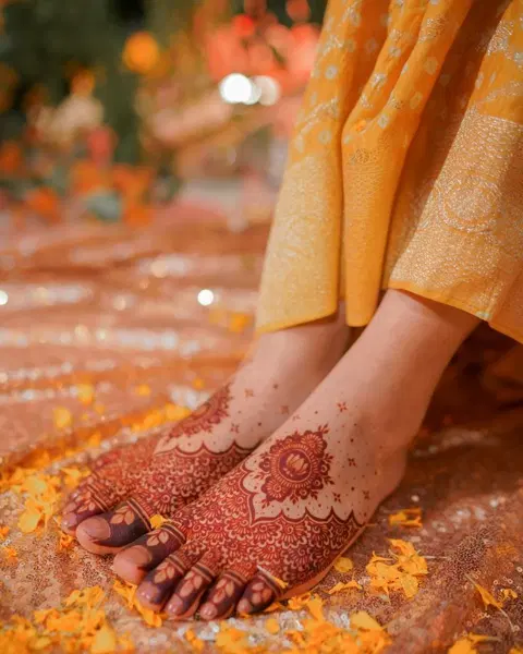 bridal pakistani circle foot mehndi design