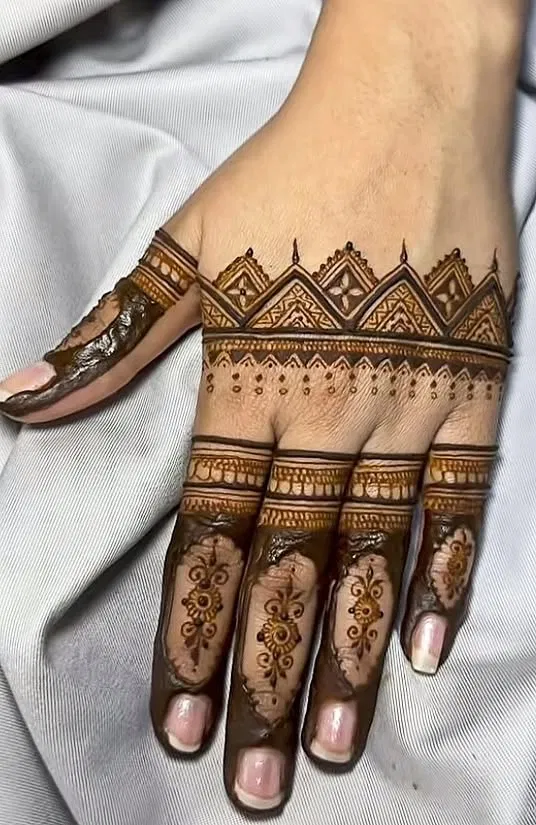 Bridal Royal Back Hand Mehndi Design with Figures for Engagement (2)