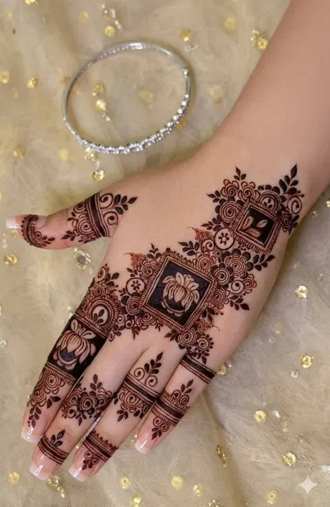arabic bridal lotus back hand mehndi design