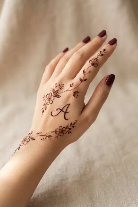 arabic simple flower back hand mehndi design