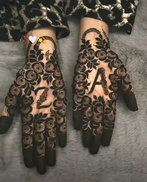 arabic simple name full hand mehndi design