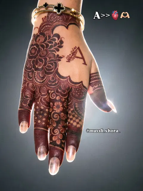 arabic stylish name front hand mehndi design