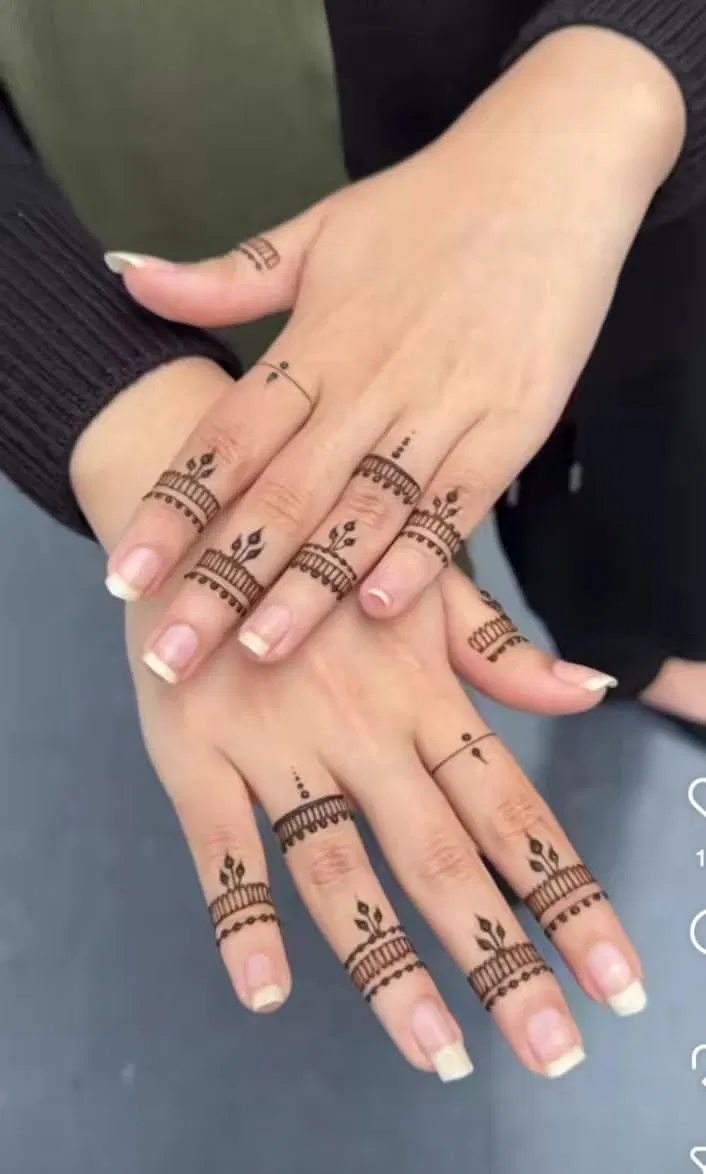 Aesthetic Minimal Back Hand Mehndi Design with Flowers for Eid
