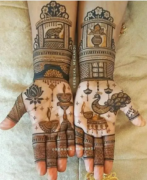 stylish figure full hand mehndi design