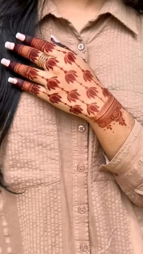 bridal simple jaal back hand mehndi design