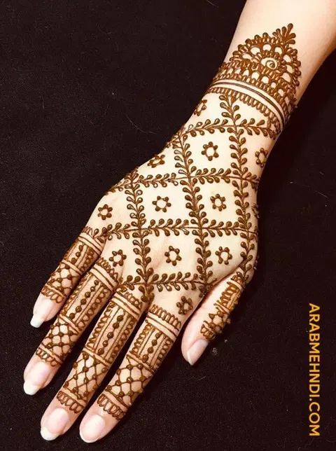 arabic bridal back hand mehndi design
