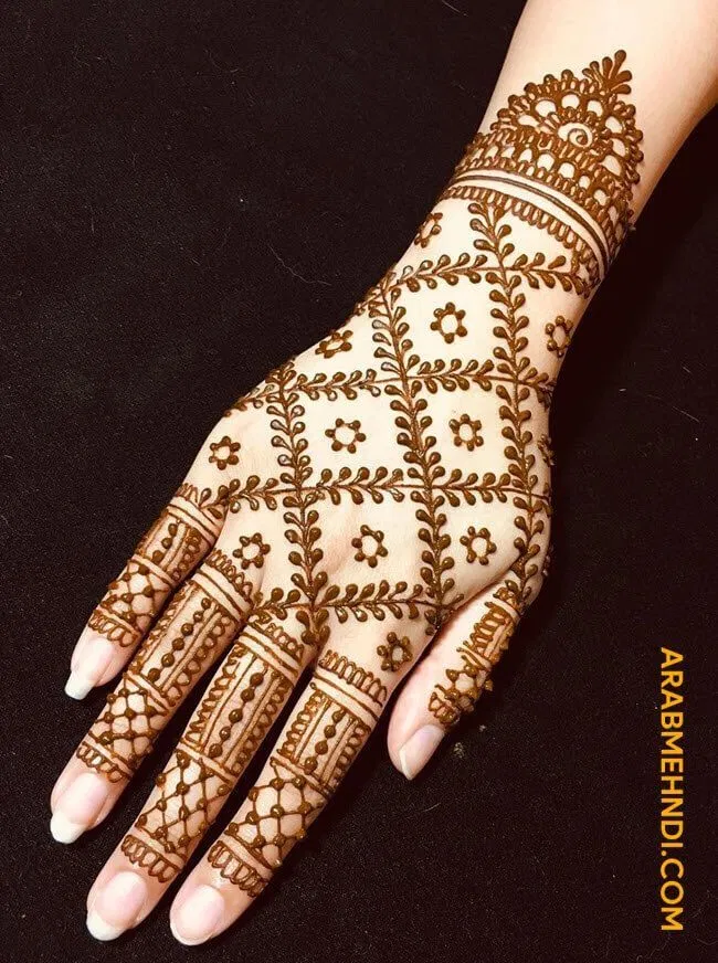 Arabic Bridal Back Hand Mehndi Design for Raksha Bandhan