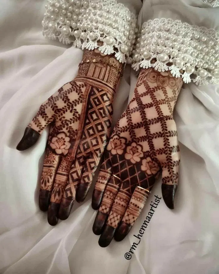 Bridal Stylish Front Hand Mehndi Design with Flowers for Raksha Bandhan