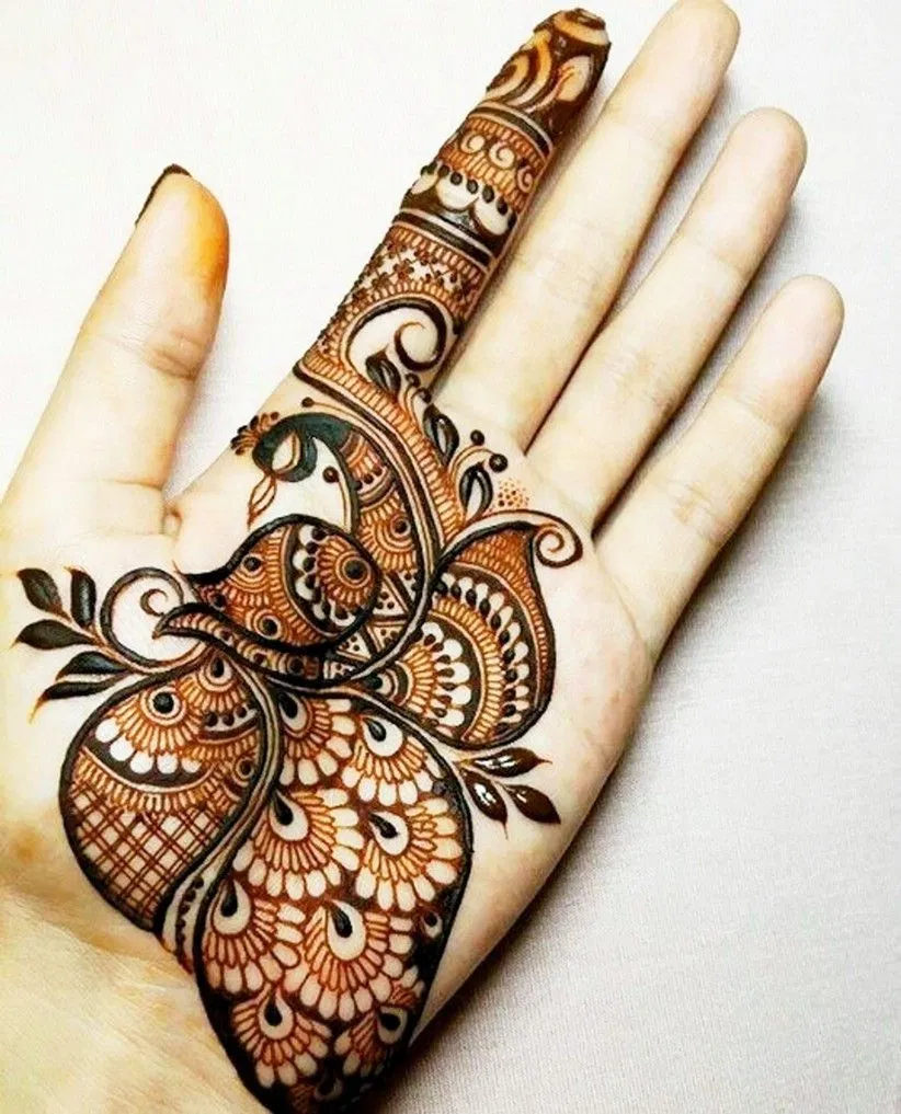 Arabic Bridal Front Hand Mehndi Design with Peacock for Raksha Bandhan