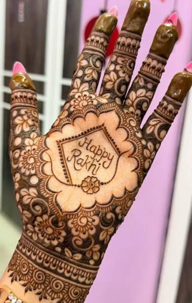 Stylish Front Hand Mehndi Design for Raksha Bandhan (3)