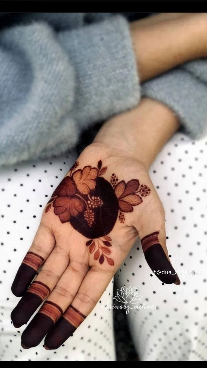 Arabic Simple Front Hand Mehndi Design with Flowers and Lotus
