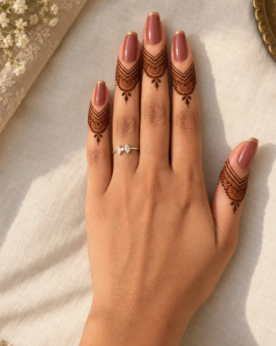 Bridal Minimal Back Hand Mehndi Design with Flowers