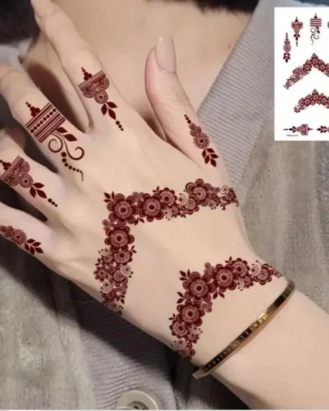 simple stylish flower finger mehndi design