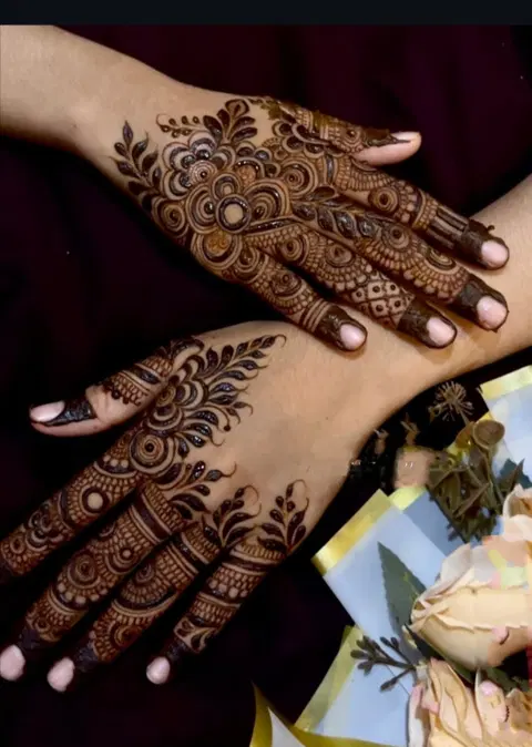 aesthetic royal back hand mehndi design