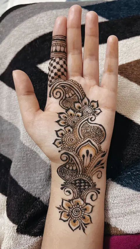 arabic bridal front hand mehndi design