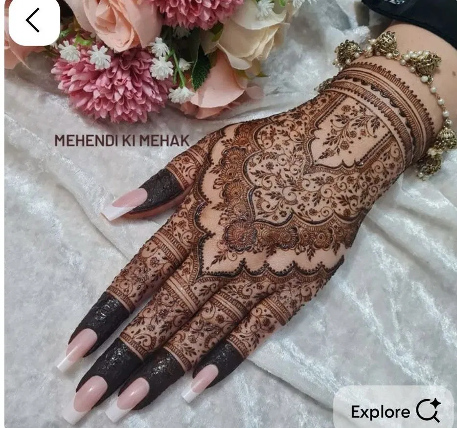 Bridal Dubai Back Hand Mehndi Design with Gol Tikki and Flowers for Eid (6)