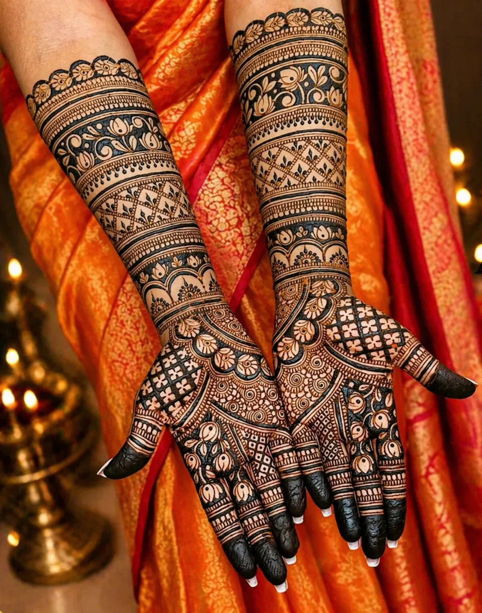 Bridal Indian Full Hand Mehndi Design with Figures (10)