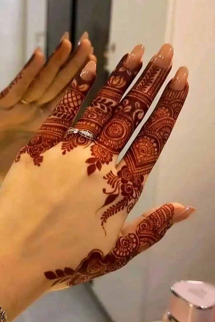 Aesthetic Royal Back Hand Mehndi Design (7)
