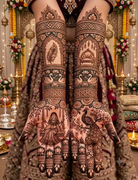 arabic bridal figure front hand mehndi design
