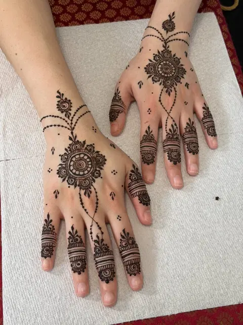 simple circle back hand mehndi design