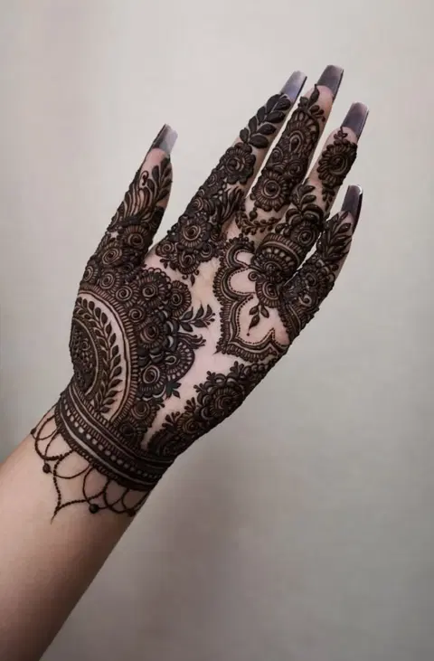 aesthetic arabic finger mehndi design