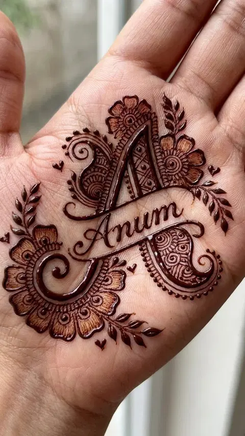 aesthetic simple name front hand mehndi design