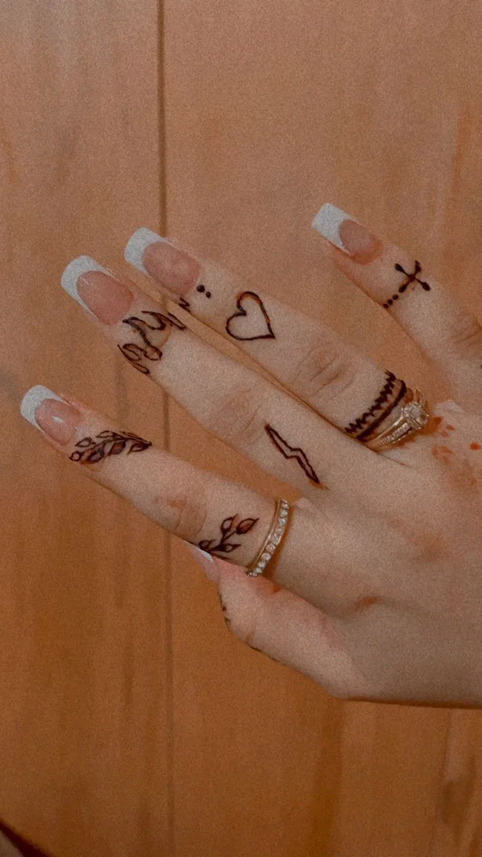 Aesthetic Minimal Back Hand Mehndi Design with Hearts and Jaal (3)