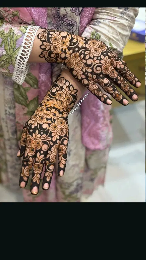 aesthetic arabic flower arm mehndi design