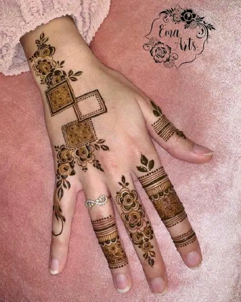 aesthetic simple jaal finger mehndi design